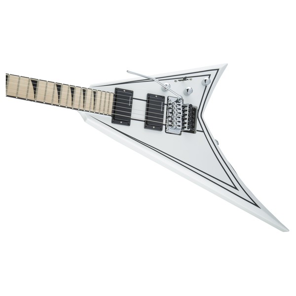 Jackson RRX24M X Series Rhoads, Snow White w/ Black Pinstripes - body left