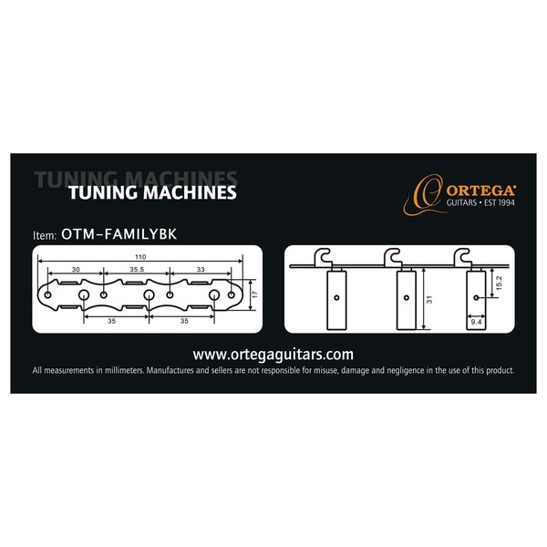 Ortega Family Series Classical Tuning Machines, Black Diagram