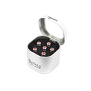 Martin 18APP0007 Bridge Pins Liquid Metal 6 Tin, Chrome w/Red Inlay