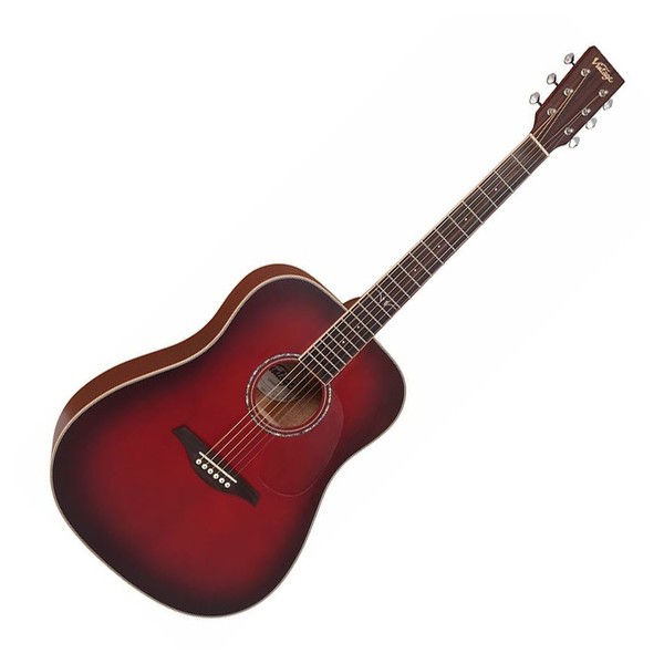 Vintage V501 Acoustic, Satin Burgundy Burst - Front