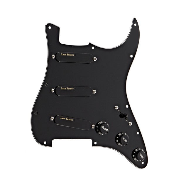 Lace Sensor Hot Gold Loaded Pickguard SSS, Black