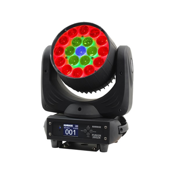 Equinox Fusion 260ZR Moving Head LED Wash, Front Angled Lit