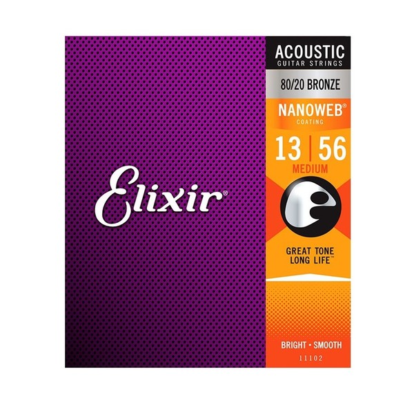 Elixir E11102 Nanoweb Medium Acoustic Strings, 13-56 - Front View