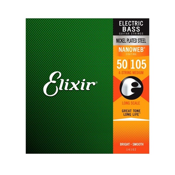 Elixir E14102 Nanoweb Heavy LS Bass Strings, 50-105 - Front View