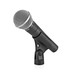 Shure SM58 Dynamic Vocal Mic with Premium Stand and Cable - Microphone Angled Left in Clip