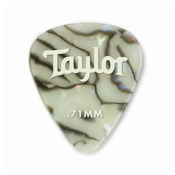 Taylor Celluloid 351 Picks, Abalone, 0.71mm, Pack of 12 - Front View
