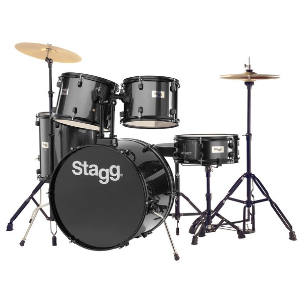 Stagg 5pc 22'' Drum Kit, Black -main image
