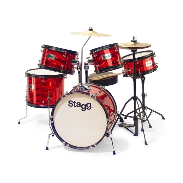 Stagg 5pc 16'' Junior Drum Kit with Hardware and Throne, Red