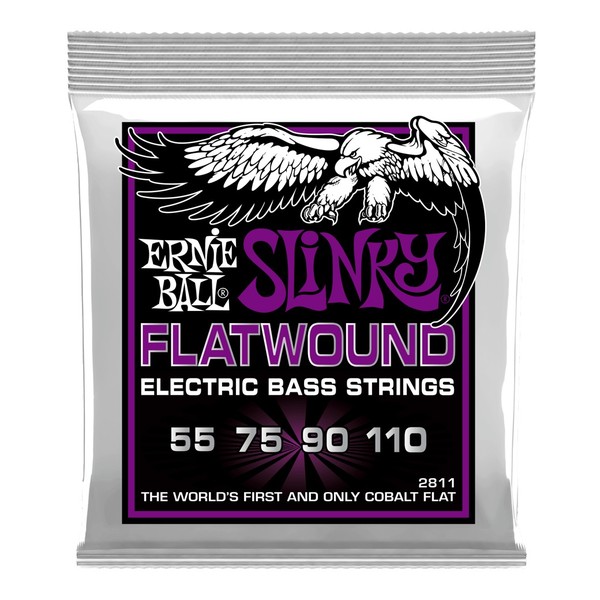 Ernie Ball Slinky Cobalt Flatwound Bass Strings, 55-110