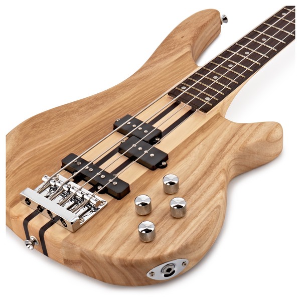 Chicago Neck Thru Bass Guitar + 15W Amp Pack, Natural Slanted