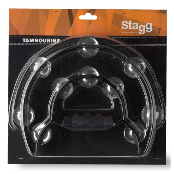 Stagg Cutaway Tambourine, 20 Jingles, Black - in box