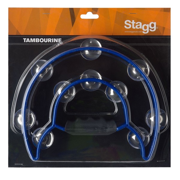 Stagg Cutaway Tambourine, 20 Jingles, Blue - in box
