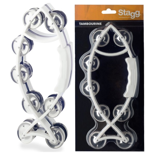 Stagg Fish Tambourine, 16 Jingles, White