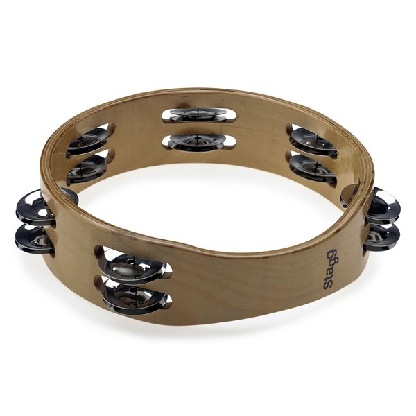 Stagg 8'' Headless Wooden Tambourine, Two Rows