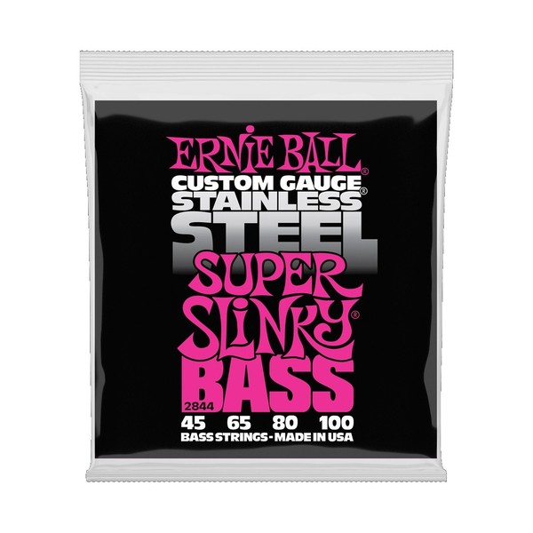 Ernie Ball Super Slinky Stainless Steel Bass Strings, 45-100 - Front View