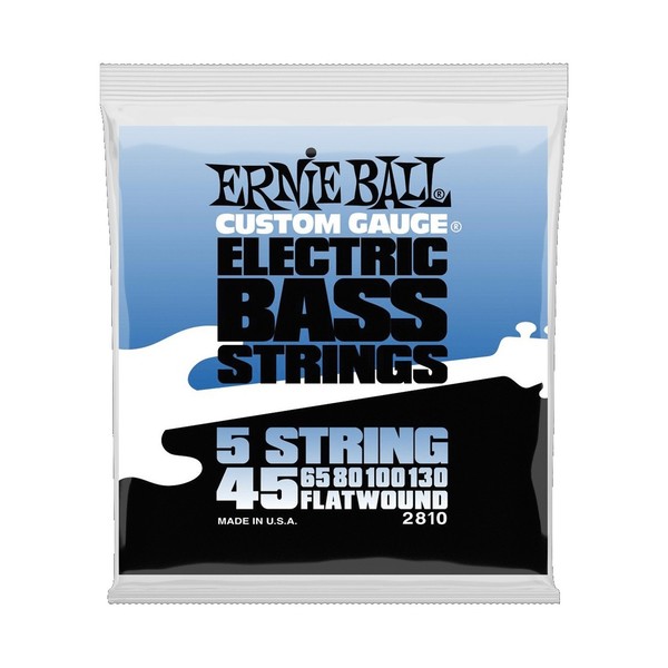 Ernie Ball Stainless Steel Flatwound 5-String Bass Strings, 45-130 - Front View