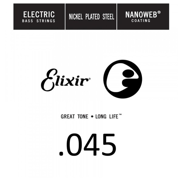 Elixir E15345 Nanoweb Bass Single String, .045 - Front View