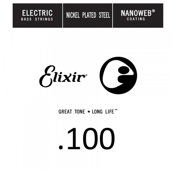 Elixir E15400 Nanoweb Bass Single String, .100 - Front View