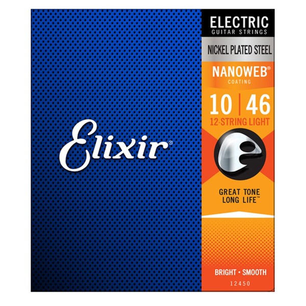 Elixir E12450 Nanoweb Light 12-String Electric Guitar Strings, 10-46