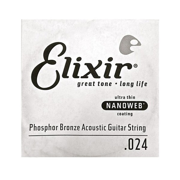 Elixir E14124 Nanoweb Phosphor Bronze Acoustic Single String, .024 - Front View