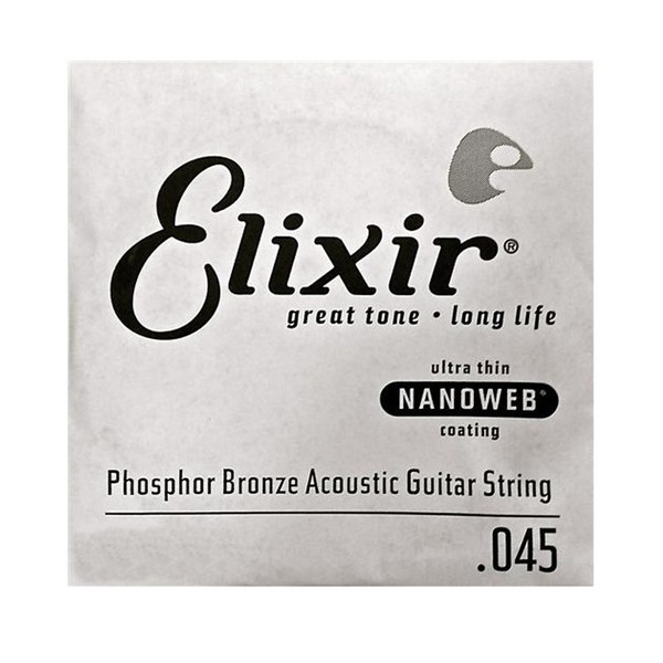 Elixir E14145 Nanoweb Phosphor Bronze Acoustic Single String, .045 - Front View