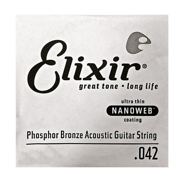 Elixir E14142 Nanoweb Phosphor Bronze Acoustic Single String, .042 - Front View