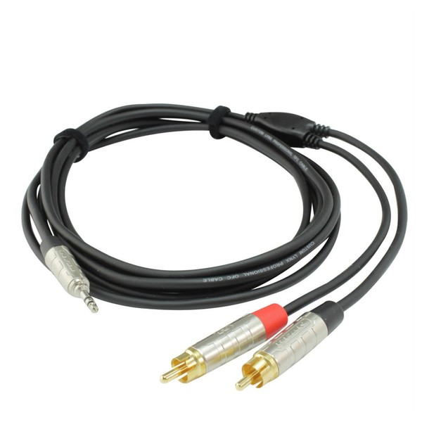 Rean Neutrik 1mt 3.5mm TRS Jack to 2 x RCA Phono Plugs