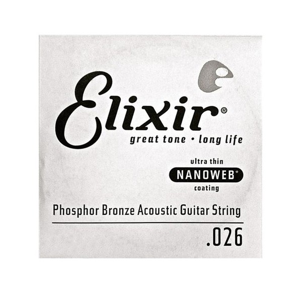 Elixir E14126 Nanoweb Phosphor Bronze Acoustic Single String, .026 - Front View