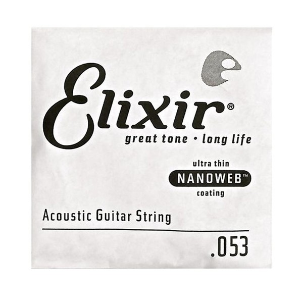 Elixir E15153 Nanoweb 80/20 Acoustic Single String, .053 - Front View