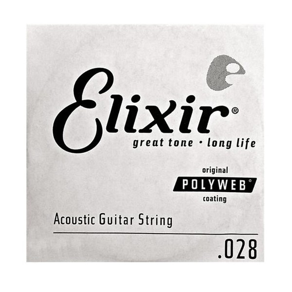 Elixir E13128 Polyweb 80/20 Acoustic Single String, .028 - Front View
