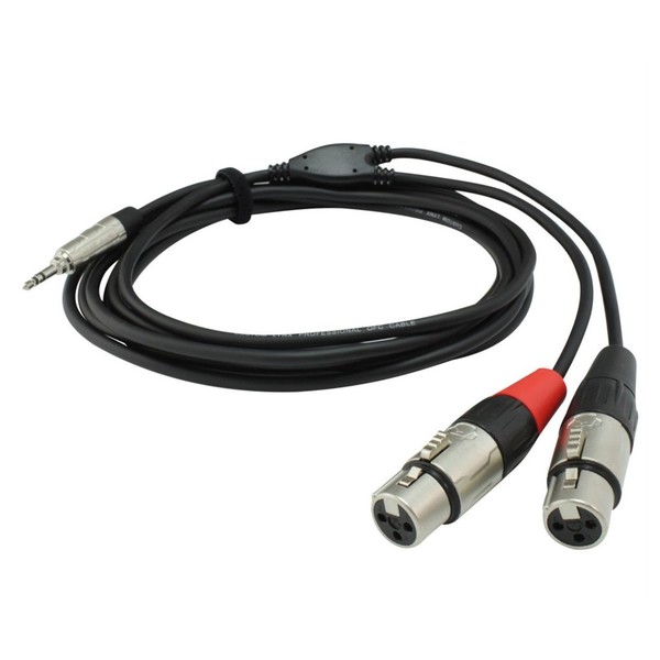 Rean Neutrik 3.5mm TRS Jack to 2 x Female XLR Plugs, 1 Metre - Top