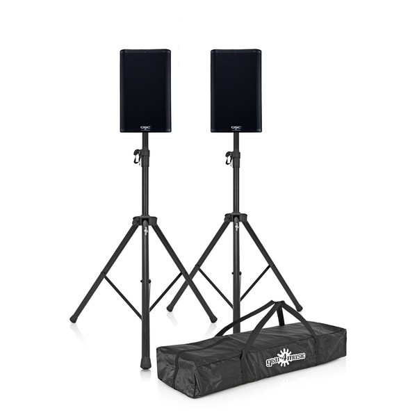 QSC K8.2 8" Active PA Speakers Pair with Stands