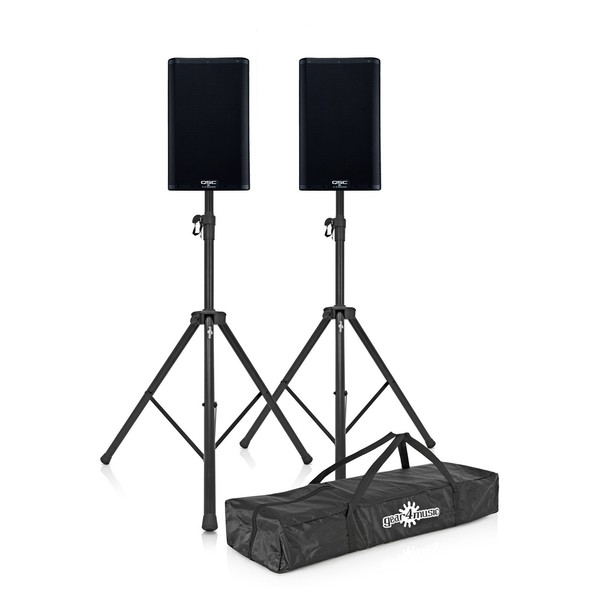 QSC K10.2 10" Active PA Speakers Pair with Stands