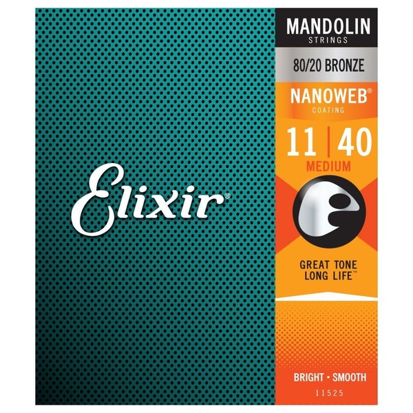 Elixir E11525 Nanoweb 80/20 Medium Mandolin Strings, 11-40 - Front View