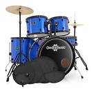 BDK-1, Kit de batterie pour D&eacute;butant de Taille Standard par Gear4music + Pack de Pratique, Bleu