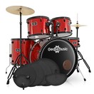 BDK-1, Kit de batterie pour D&eacute;butant de Taille Standard par Gear4music + Pack de Pratique, Rouge