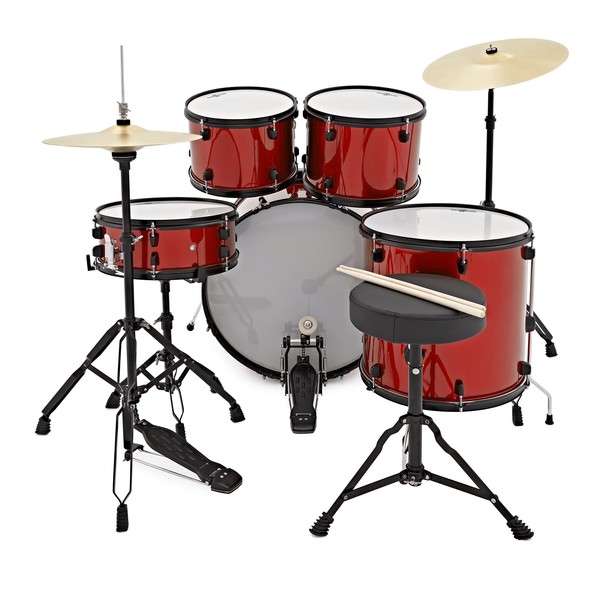 BDK-1 Full Size Starter Drum Kit + Practice Pack, Red