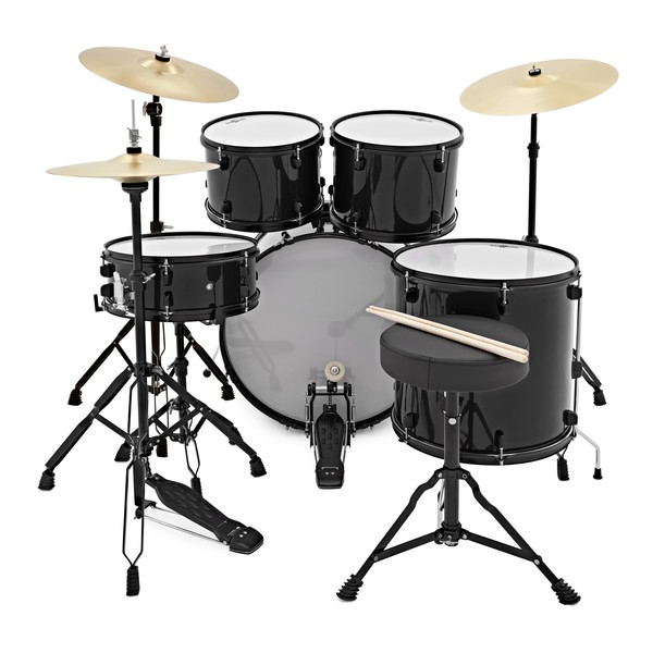 BDK-1plus Full Size Starter Drum Kit by Gear4music, Black