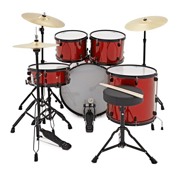 BDK-1plus Full Size Starter Drum Kit by Gear4music, Red