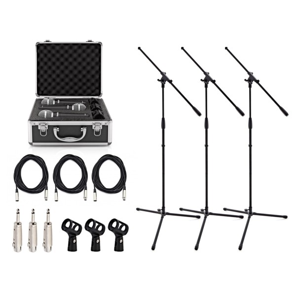 SubZero SZM-11 Dynamic Microphone 3 with Case, Stands & Cables