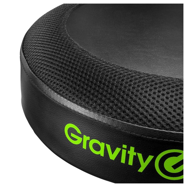 Gravity FD SEAT 1 Round Foldable Musician's Stool, Adjustable Height, Seat Logo Close Up