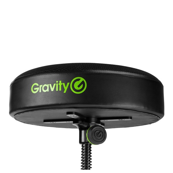 Gravity FD SEAT 1 Round Foldable Musician's Stool, Adjustable Height, Seat Underside Angled Side View
