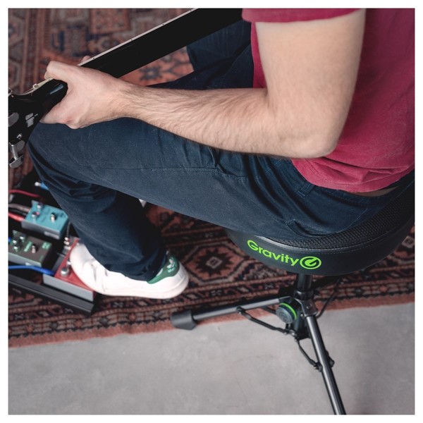 Gravity FD SEAT 1 Round Foldable Musician's Stool, Adjustable Height, Guitar Lifestyle 1