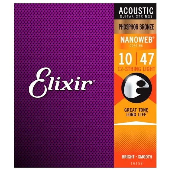 Elixir E16152 Nanoweb Phosphor Bronze 12-String Set, 10-47