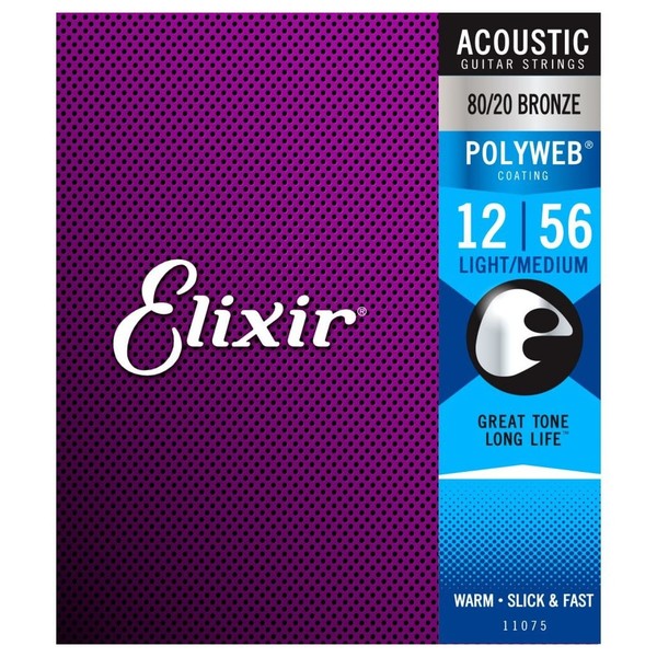 Elixir E11075 Polyweb LT/HB Acoustic Strings, 12-56 - Front View