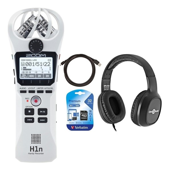 Zoom H1n Field Recording Bundle, White