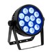 EUROLITE LED 4C-12 Silent Slim Spot, Front Angled Right Lit Blue