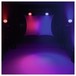 EUROLITE LED 4C-12 Silent Slim Spot, Front Stage Preview Angled Up and Down Lit Blue and Red