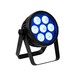 Eurolite LED 4C-7 Silent Slim Spot, Front Angled Right Lit Blue