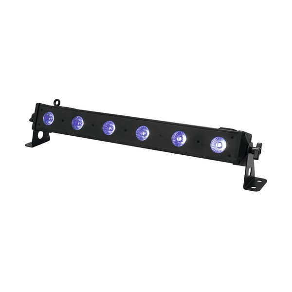 Eurolite LED BAR-6 QCL RGBA Light Bar, Front Angled Left Lit